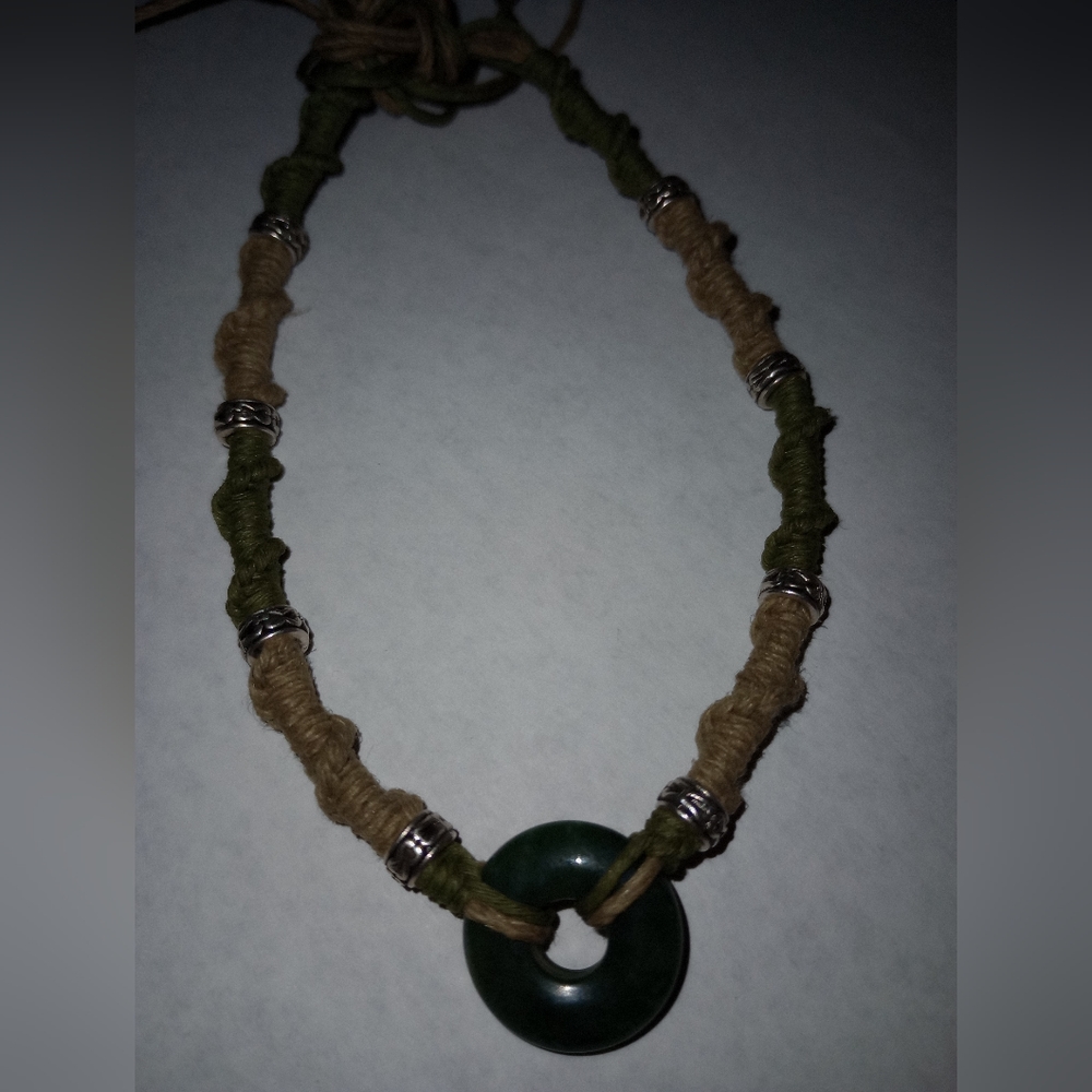 Homemade hemp anklet with natural stone